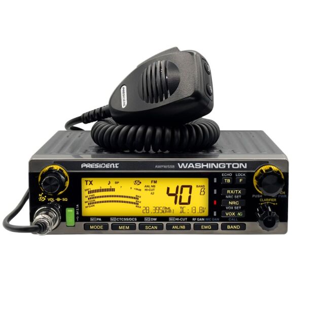 PRESIDENT WASHINGTON RADIO CB |  radiotelefon amatorski 10/12m AM/FM/SSB moc do 80W PEP