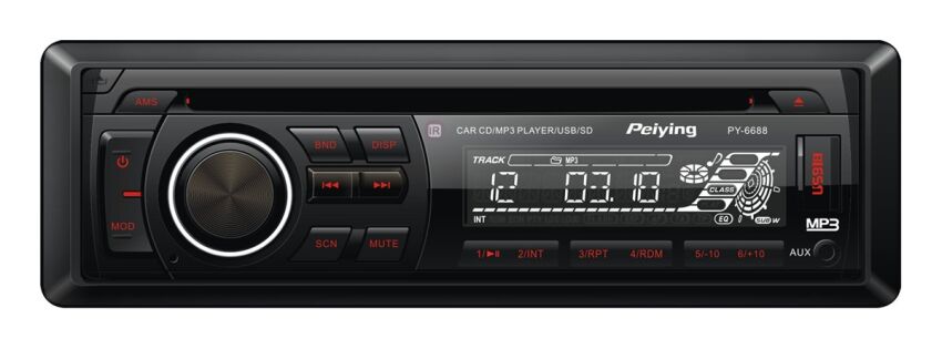 Peiying PY-6688  ( PY6688 )  Radio samochodowe CD, MP3 z gniazdem kart SD/USB/Aux-in, wyjściem 2xRCA  I   PILOT  I  2 LATA GWARANCJI