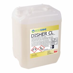 ECO SHINE DISHER CL 24KG  Myjąco, wybielający, skoncentrowany płyn do maszynowego mycia naczyń we wszystkich typach zmywarek gastronomicznych