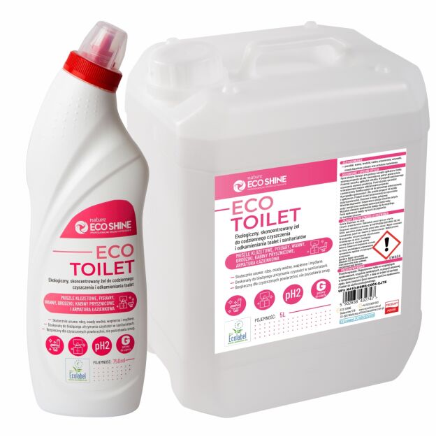 ECO SHINE Nature ECO TOILET 0,75L  Ekologiczny, skoncentrowany żel do codziennego czyszczenia i odkamieniania toalet oraz sanitariatów