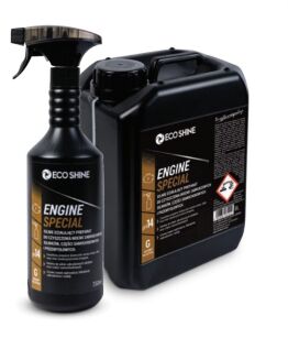 ECO SHINE ENGINE SPECIAL 5L  Silnie działający preparat do czyszczenia mocno zabrudzonych silników, części samochodowych  i przemysłowych.