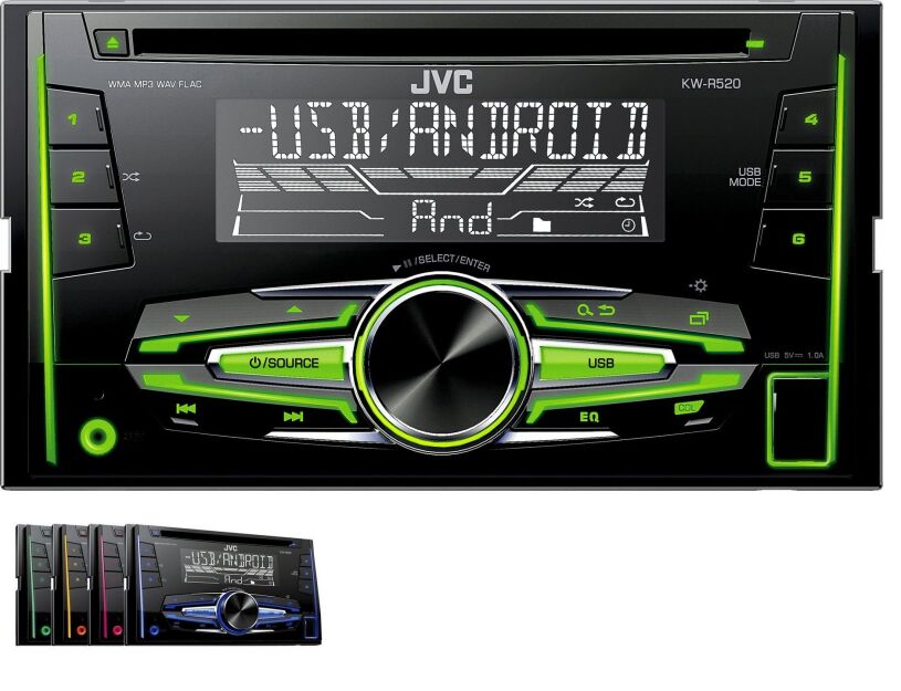 JVC KW-R520 ( KWR520 ) Odtwarzacz CD/MP3 |  USB |  możliwość zmiany koloru podświetlenia