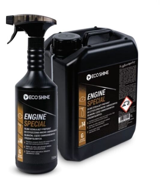 ECO SHINE ENGINE SPECIAL 750ML  Silnie działający preparat do czyszczenia mocno zabrudzonych silników, części samochodowych  i przemysłowych.