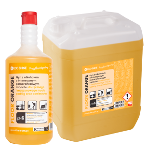 ECO SHINE FLOOR ORANGE 1L Płyn z alkoholem o intensywnym pomarańczowym zapachu do ręcznego i maszynowego mycia podłóg