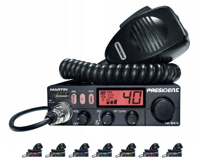 PRESIDENT Martin II 12/24V Radio CB  + IOWA S  Iowa S Antena CB MONTAŻOWA |  ZESTAW PROMOCYJNY